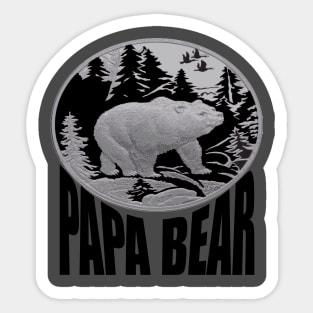 Black and Grey Woodland Papa Bear Sticker